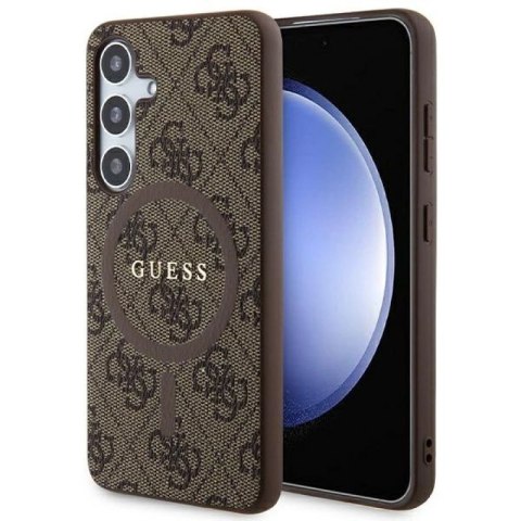 Etui Guess 4G Collection Leather Metal Logo MagSafe na Samsung Galaxy S24 - brązowe Guess