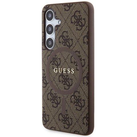 Etui Guess 4G Collection Leather Metal Logo MagSafe na Samsung Galaxy S24 - brązowe Guess