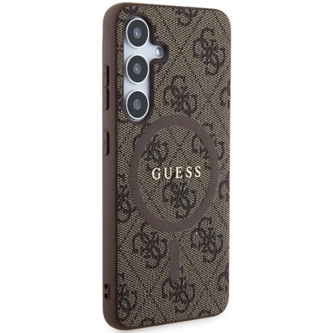 Etui Guess 4G Collection Leather Metal Logo MagSafe na Samsung Galaxy S24 - brązowe Guess