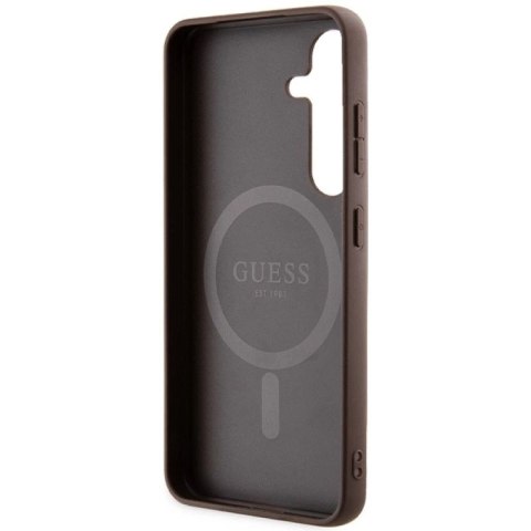 Etui Guess 4G Collection Leather Metal Logo MagSafe na Samsung Galaxy S24 - brązowe Guess