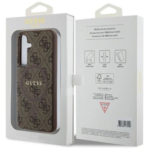 Etui Guess 4G Collection Leather Metal Logo MagSafe na Samsung Galaxy S24 - brązowe Guess