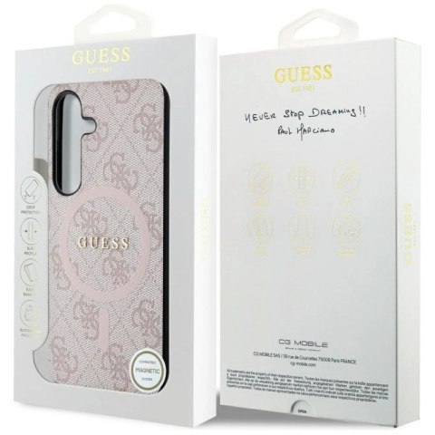 Etui Guess 4G Collection Leather Metal Logo MagSafe na Samsung Galaxy S24 - różowe Guess