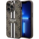 Etui Guess 4G Printed Stripes MagSafe na iPhone 15 Pro - brązowe Guess