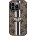 Etui Guess 4G Printed Stripes MagSafe na iPhone 15 Pro - brązowe Guess