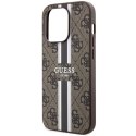Etui Guess 4G Printed Stripes MagSafe na iPhone 15 Pro - brązowe Guess