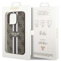 Etui Guess 4G Printed Stripes MagSafe na iPhone 15 Pro - brązowe Guess