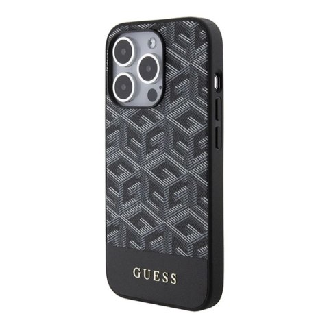 Etui Guess GCube Stripes MagSafe na iPhone 15 Pro Max - czarne Guess