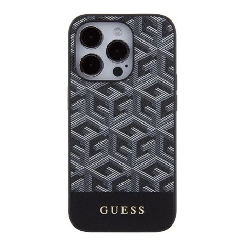 Etui Guess GCube Stripes MagSafe na iPhone 15 Pro Max - czarne Guess