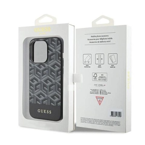 Etui Guess GCube Stripes MagSafe na iPhone 15 Pro Max - czarne Guess