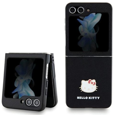 Etui Hello Kitty Metal Logo Kitty Head na Samsung Galaxy Z Flip 5 - czarne Hello Kitty
