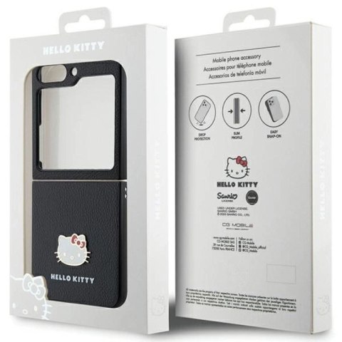 Etui Hello Kitty Metal Logo Kitty Head na Samsung Galaxy Z Flip 5 - czarne Hello Kitty