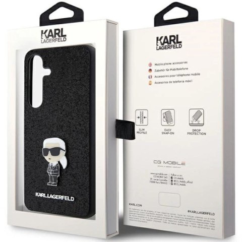 Etui Karl Lagerfeld Fixed Glitter Ikonik Logo Metal Pin na Samsung Galaxy S24+ - czarne Karl Lagerfeld
