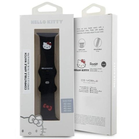 Pasek Hello Kitty Silicone Kitty Head na Apple Watch 42/44/45/49mm - czarny Hello Kitty