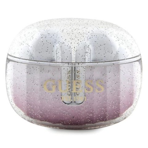 Słuchawki Bluetooth Guess Glitter Gradient TWS + stacja dokująca - różowe Guess