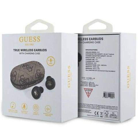 Słuchawki Bluetooth TWS Guess 4G Metal ze stacją dokującą ENC - brązowe Guess