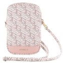 Torebka Guess Zip GCube Bottom Stripe na telefon - różowa
