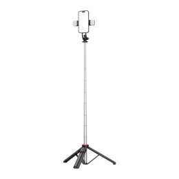 Selfie stick WC13YDS teleskopowy tripod 1.3m z podwójną lampą i uchwytem na telefon - czarny Hurtel