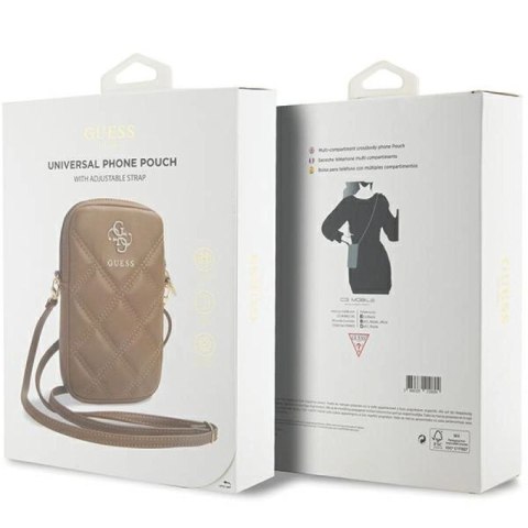 Torebka Guess Zip Quilted 4G - brązowa Guess
