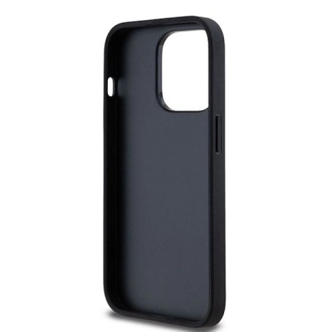 Etui DKNY Leather Checkered Mono Pattern & Printed Stripes na iPhone 14 Pro - czarne DKNY