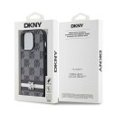 Etui DKNY Leather Checkered Mono Pattern & Printed Stripes na iPhone 14 Pro - czarne DKNY