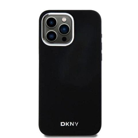 Etui DKNY Liquid Silicone Small Metal Logo MagSafe na iPhone 14 Pro Max - czarne DKNY