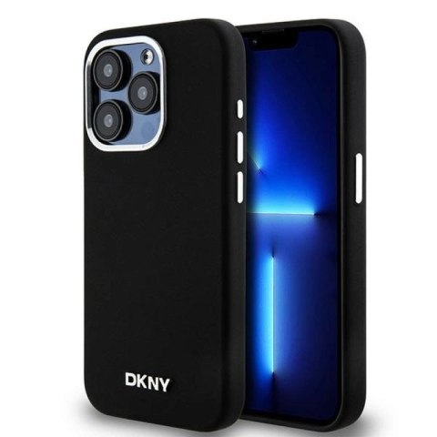 Etui DKNY Liquid Silicone Small Metal Logo MagSafe na iPhone 14 Pro - czarne DKNY