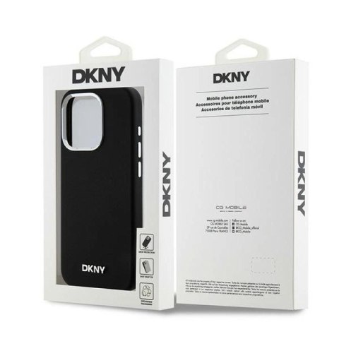 Etui DKNY Liquid Silicone Small Metal Logo MagSafe na iPhone 14 Pro - czarne DKNY