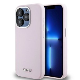 Etui DKNY Liquid Silicone Small Metal Logo MagSafe na iPhone 14 Pro - różowe DKNY