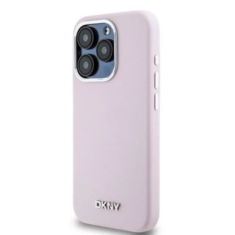 Etui DKNY Liquid Silicone Small Metal Logo MagSafe na iPhone 14 Pro - różowe DKNY