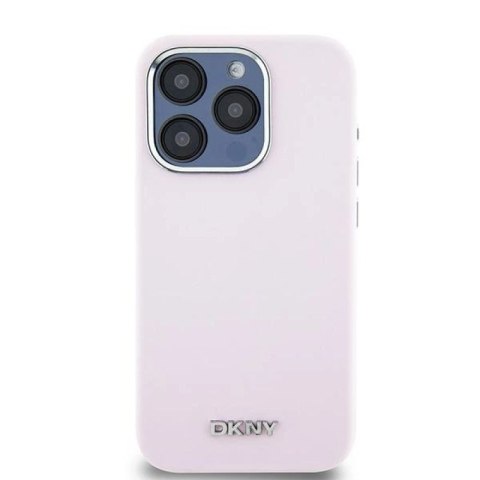 Etui DKNY Liquid Silicone Small Metal Logo MagSafe na iPhone 14 Pro - różowe DKNY