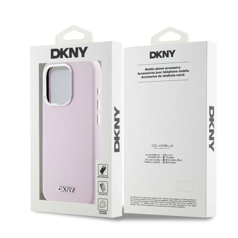 Etui DKNY Liquid Silicone Small Metal Logo MagSafe na iPhone 14 Pro - różowe DKNY