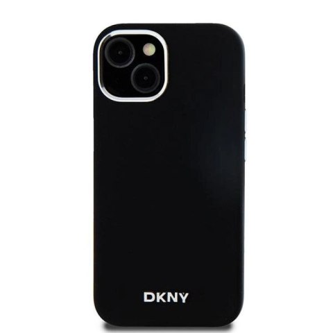 Etui DKNY Liquid Silicone Small Metal Logo MagSafe na iPhone 15 Plus / 14 Plus - czarne DKNY