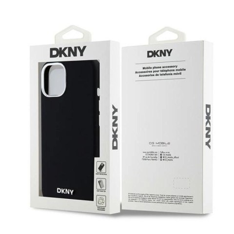 Etui DKNY Liquid Silicone Small Metal Logo MagSafe na iPhone 15 Plus / 14 Plus - czarne DKNY