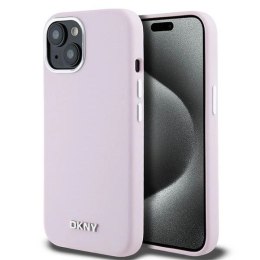 Etui DKNY Liquid Silicone Small Metal Logo MagSafe na iPhone 15 Plus / 14 Plus - różowe DKNY