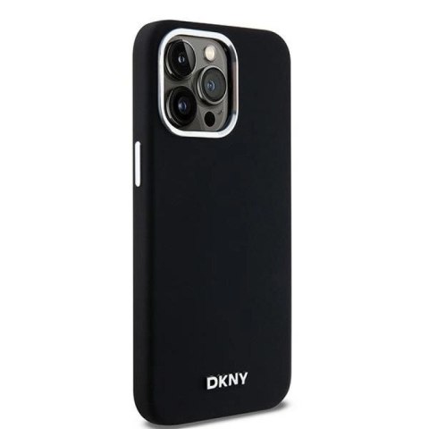 Etui DKNY Liquid Silicone Small Metal Logo MagSafe na iPhone 15 Pro Max - czarne DKNY