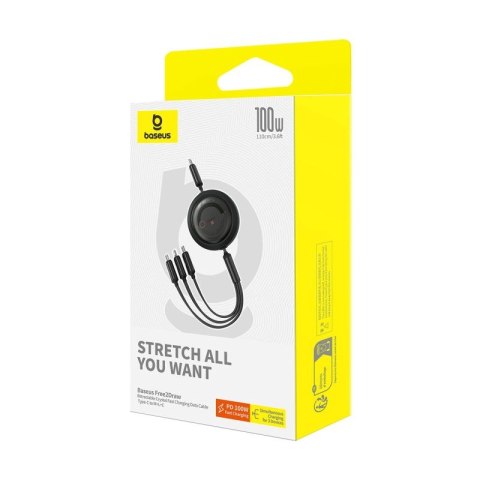 Kabel Baseus Free2Draw CB000084 zwijany USB-C - Lightning / USB-C / micro USB 100W 1.1m - czarny Baseus