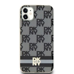 Etui DKNY IML Checkered Mono Pattern & Printed Stripes MagSafe na iPhone 11 / Xr - czarne DKNY
