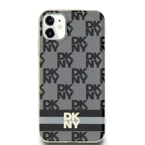 Etui DKNY IML Checkered Mono Pattern & Printed Stripes MagSafe na iPhone 11 / Xr - czarne DKNY
