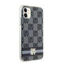 Etui DKNY IML Checkered Mono Pattern & Printed Stripes MagSafe na iPhone 11 / Xr - czarne DKNY