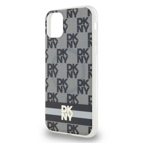 Etui DKNY IML Checkered Mono Pattern & Printed Stripes MagSafe na iPhone 11 / Xr - czarne DKNY