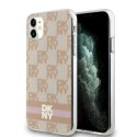 Etui DKNY IML Checkered Mono Pattern & Printed Stripes MagSafe na iPhone 11 / Xr - różowe DKNY