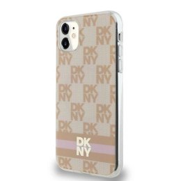 Etui DKNY IML Checkered Mono Pattern & Printed Stripes MagSafe na iPhone 11 / Xr - różowe DKNY