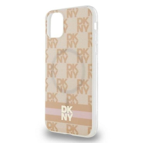 Etui DKNY IML Checkered Mono Pattern & Printed Stripes MagSafe na iPhone 11 / Xr - różowe DKNY