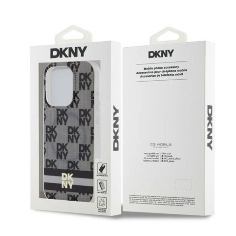 Etui DKNY IML Checkered Mono Pattern & Printed Stripes MagSafe na iPhone 13 Pro / 13 - czarne DKNY