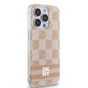 Etui DKNY IML Checkered Mono Pattern & Printed Stripes MagSafe na iPhone 13 Pro / 13 - różowe DKNY