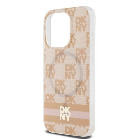Etui DKNY IML Checkered Mono Pattern & Printed Stripes MagSafe na iPhone 13 Pro / 13 - różowe DKNY