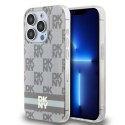 Etui DKNY IML Checkered Mono Pattern & Printed Stripes MagSafe na iPhone 13 Pro Max - beżowe DKNY