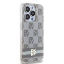 Etui DKNY IML Checkered Mono Pattern & Printed Stripes MagSafe na iPhone 13 Pro Max - beżowe DKNY