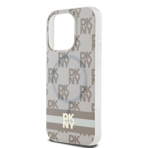 Etui DKNY IML Checkered Mono Pattern & Printed Stripes MagSafe na iPhone 13 Pro Max - beżowe DKNY