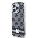 Etui DKNY IML Checkered Mono Pattern & Printed Stripes MagSafe na iPhone 13 Pro Max - czarne DKNY